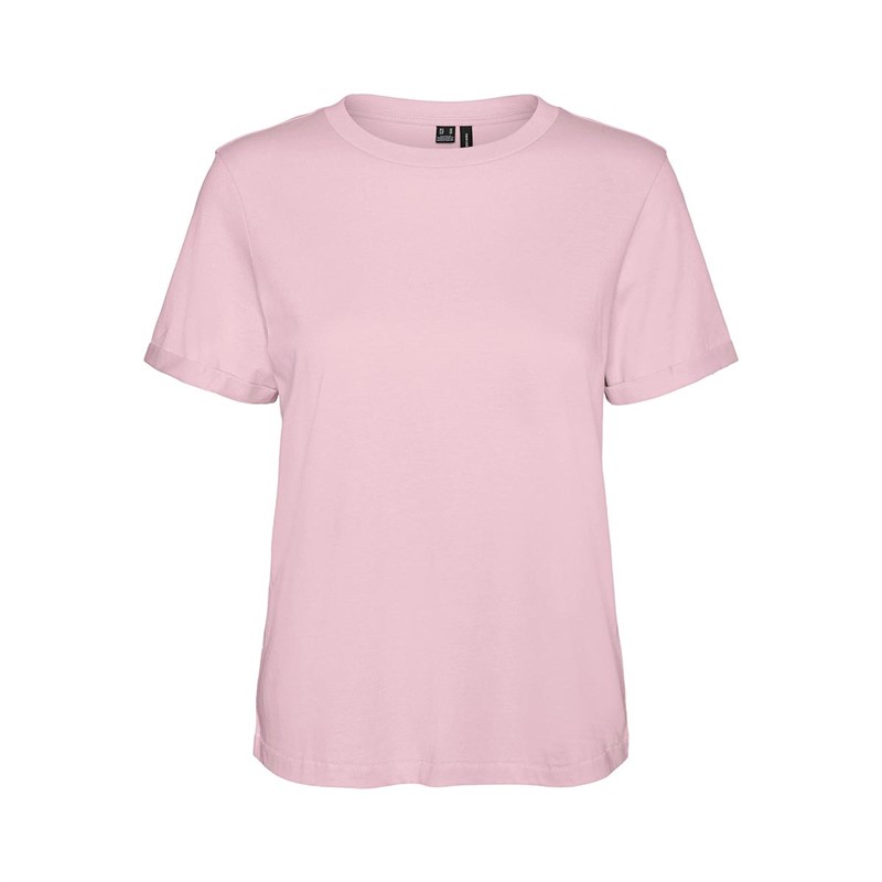 Vero Moda Womens Paula Short Sleeve T-Shirt Parfait Pink