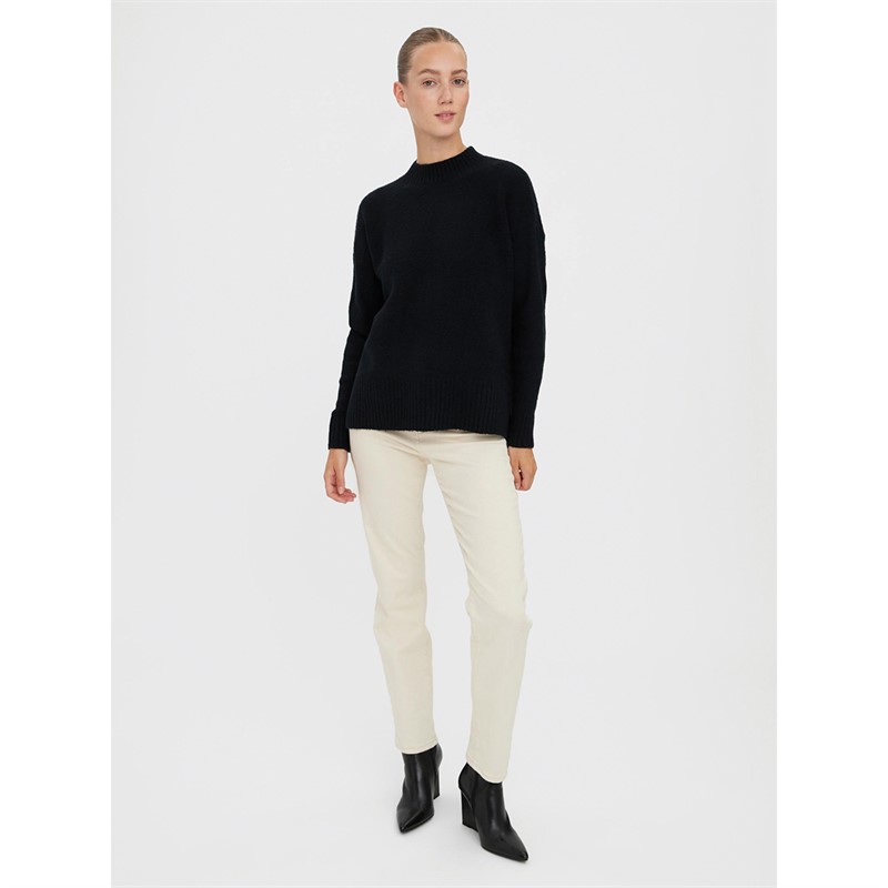 Vero Moda Womens Lefile Boxy Knitted Jumper Black