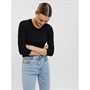 Vero Moda Dame Kiki O-hals Ribstrikket Bluse Sort