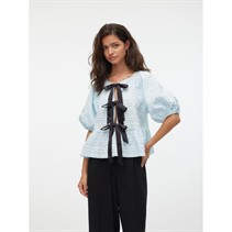 Vero Moda Womens Ofelia Bow Detail Top Delicate Blue