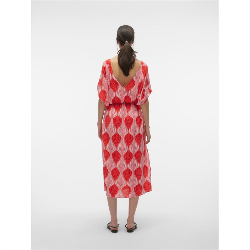 Vero Moda Womens Tula Olga Dress Goji Berry AOP