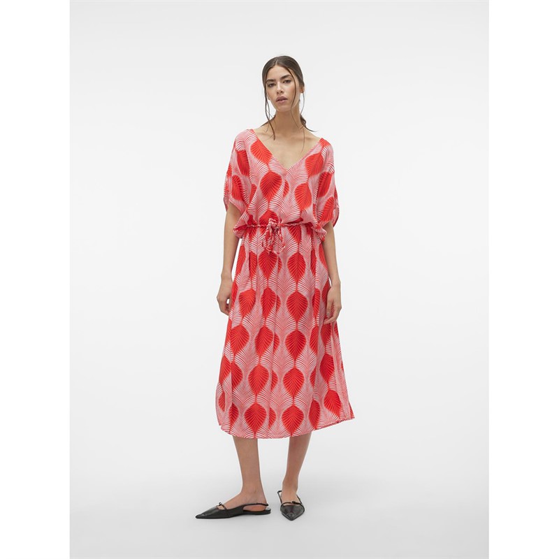 Vero Moda Womens Tula Olga Dress Goji Berry AOP