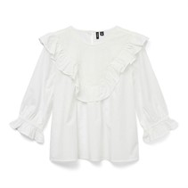 Vero Moda Womens Rikke Frill Top Bright White