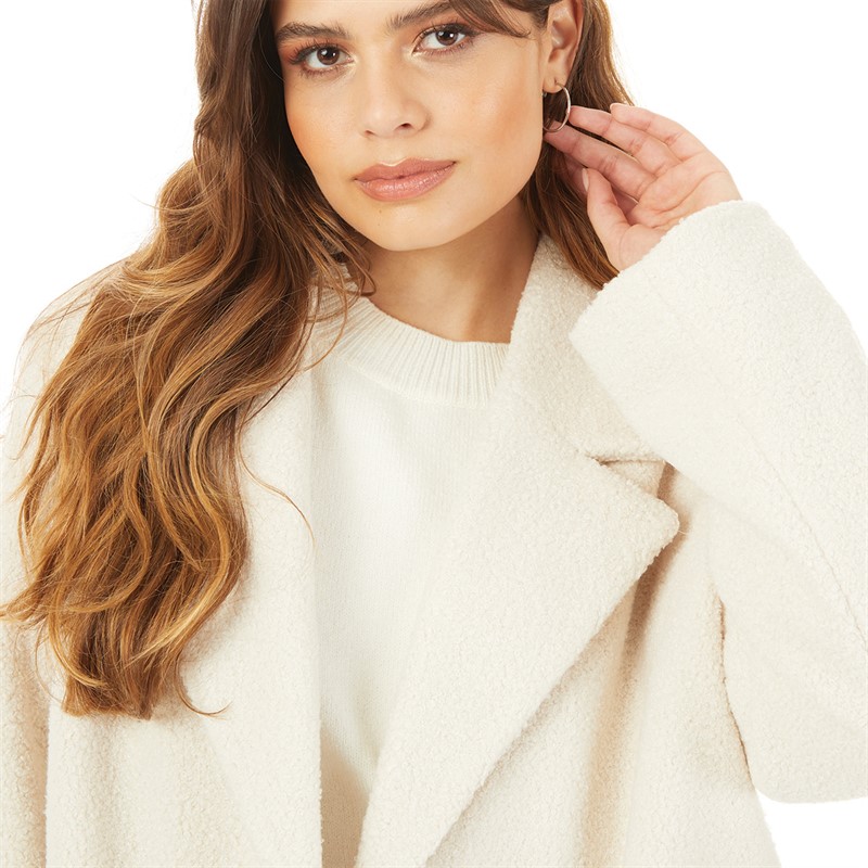 Vero Moda Womens Double Breasted Grandad Coat Cream