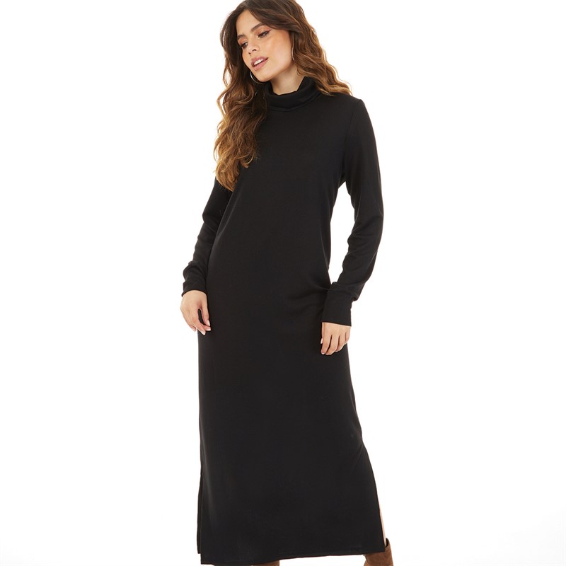 Vero Moda Womens Roll Neck Knitted Maxi Dress Black