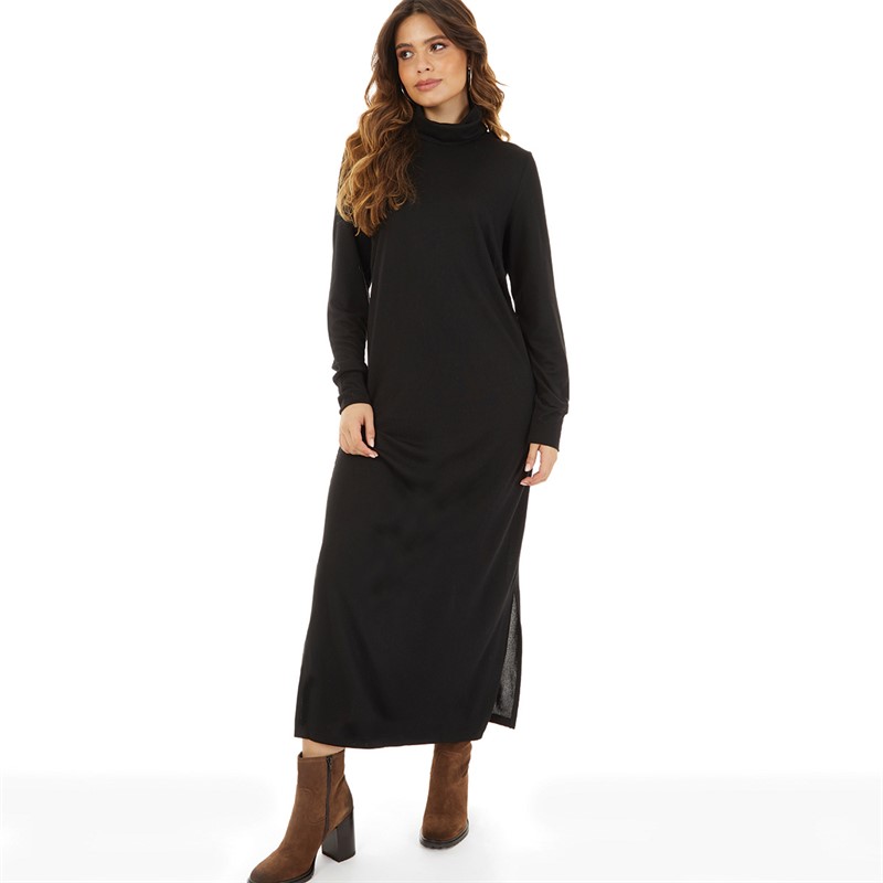 Vero Moda Womens Roll Neck Knitted Maxi Dress Black