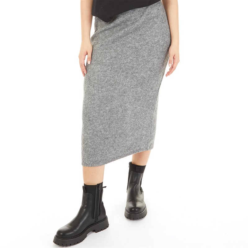 Vero Moda Womens Knitted Midi Skirt Grey