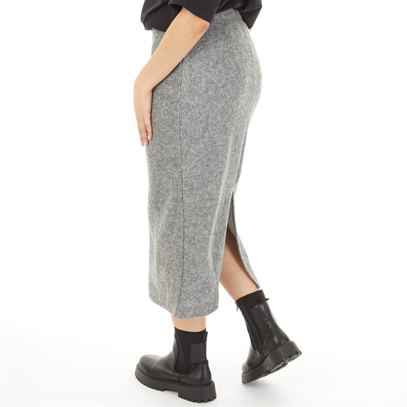 Vero Moda Womens Knitted Midi Skirt Grey