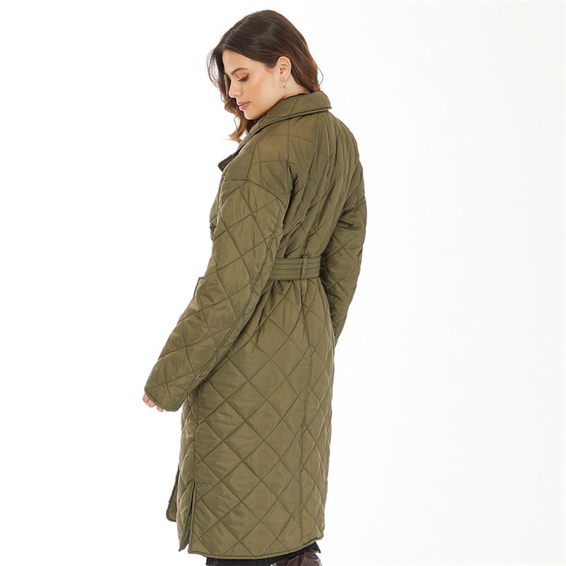 Vero Moda Womens Quilted Maxi Coat Khaki