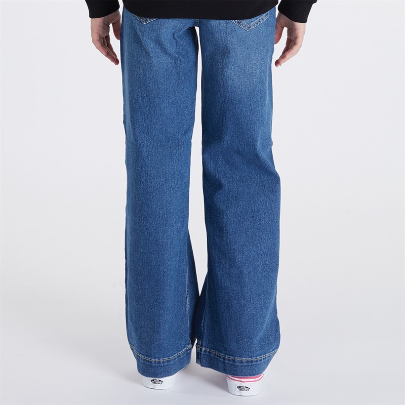 Vero Moda Jean large à fleurs Fille Bleu denim moyen