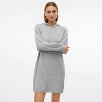 Vero Moda Womens Doffy Hooded Dress Light Grey Melange