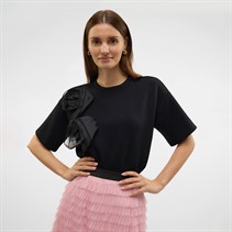 Vero Moda Damen Cora Rose T-Shirt Schwarz