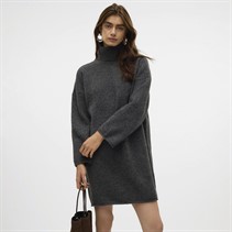 Vero Moda Womens Gemma Roll Neck Knit Dress Dark Grey Melange