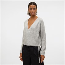 Vero Moda Damen Filuca Wickelcardigan Hellgrau Melange