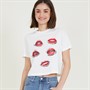 Vero Moda Damen Melena T-Shirt Schneeweiß/Rote Lippen