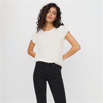 Vero Moda Womens Becca Plain Short Sleeve T-Shirt Snow White