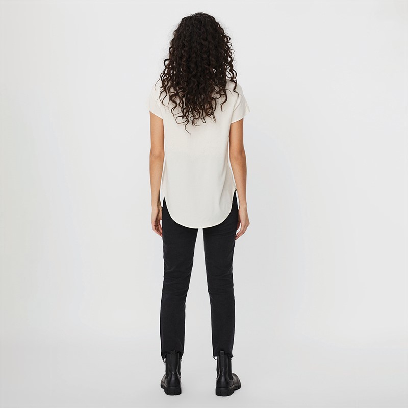 Vero Moda Dames Becca Effen T-Shirt met Korte Mouwen Sneeuwwit