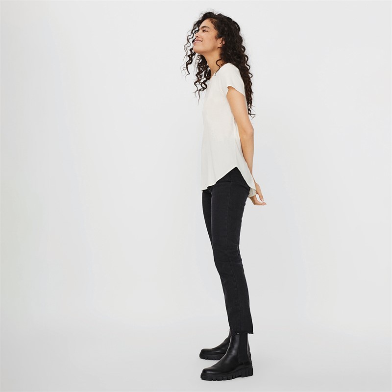 Vero Moda Dames Becca Effen T-Shirt met Korte Mouwen Sneeuwwit