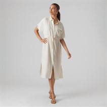 Vero Moda Womens Iris Short Sleeve Shirt Dress Pearled Ivory