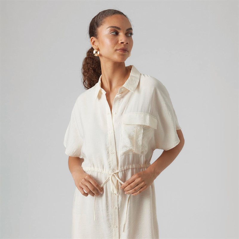 Vero Moda Dame Iris Kortærmet Skjorte Kjole Pearled Ivory