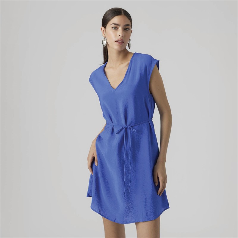 Vero Moda Dame Iris V-udskæring Mini Kjole Blændende Blå