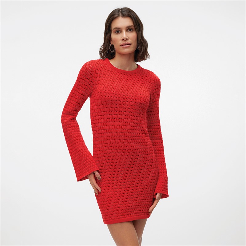 Vero Moda Sukienka mini z długim rękawem dla niej kolor czerwony - Rozmiar 40