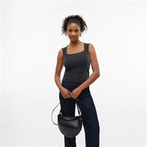 Vero Moda Damen Million Lurex Quadratischer Ausschnitt Top Schwarz mit Silber