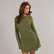 Vero Moda Dames Rihanna Lange Mouw Mini Jurk Olivijn Verkocht Gehaakt