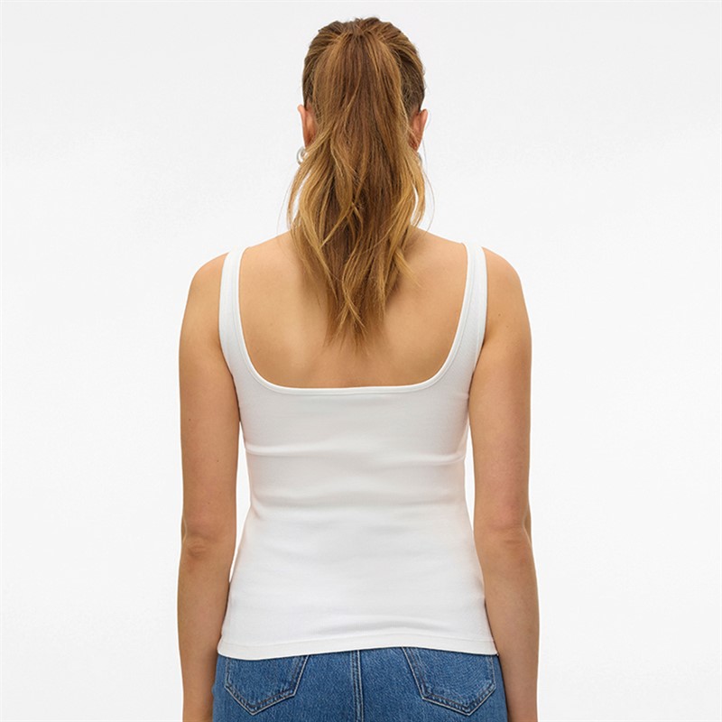 Vero Moda Dames Chloe Vierkante Hals Top Sneeuwwit