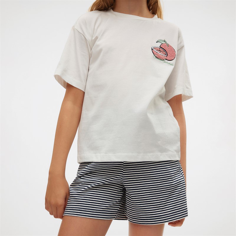 Vero Moda Piger Leila Mini Løse Shorts Navy Blazer Snow White