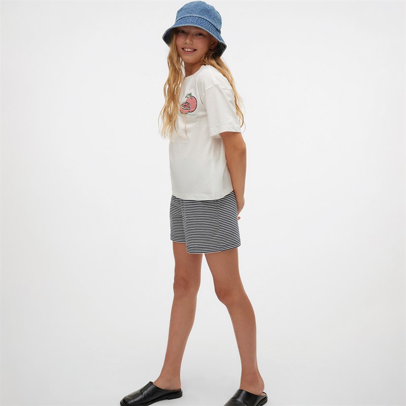 Vero Moda Piger Leila Mini Løse Shorts Navy Blazer Snow White