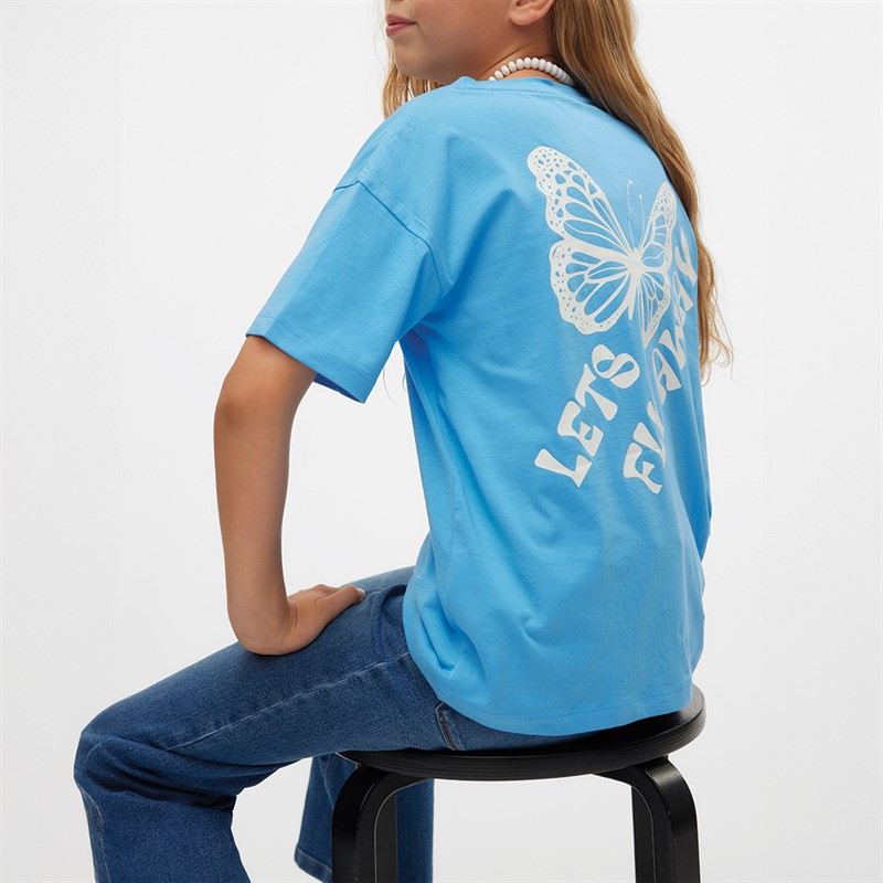Vero Moda Piger Monarch Harper T-Shirt Azure Blå Sommerfugl