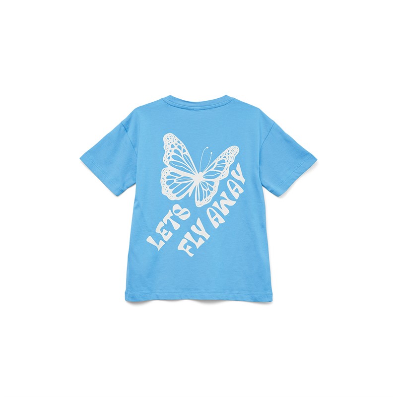 Vero Moda Piger Monarch Harper T-Shirt Azure Blå Sommerfugl