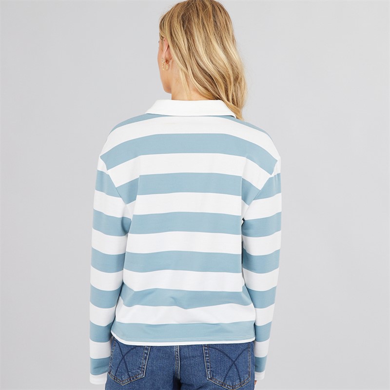Vero Moda Womens Pernille Long Sleeve Striped Polo Shirt Blue