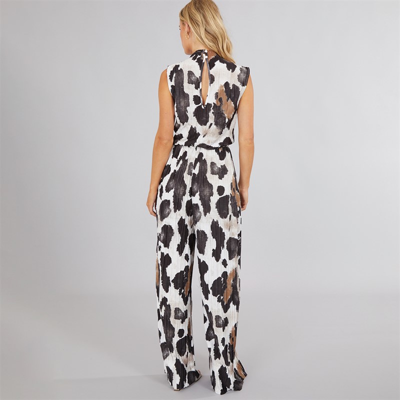 Vero Moda Womens Kendal High Neck Jumpsuit Birch Leo AOP