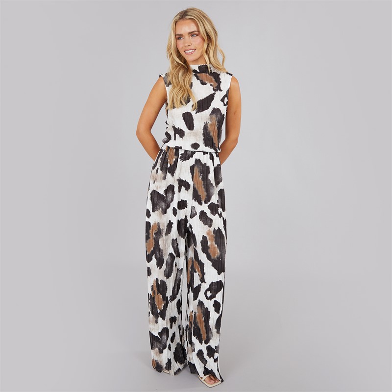 Vero Moda Womens Kendal High Neck Jumpsuit Birch Leo AOP