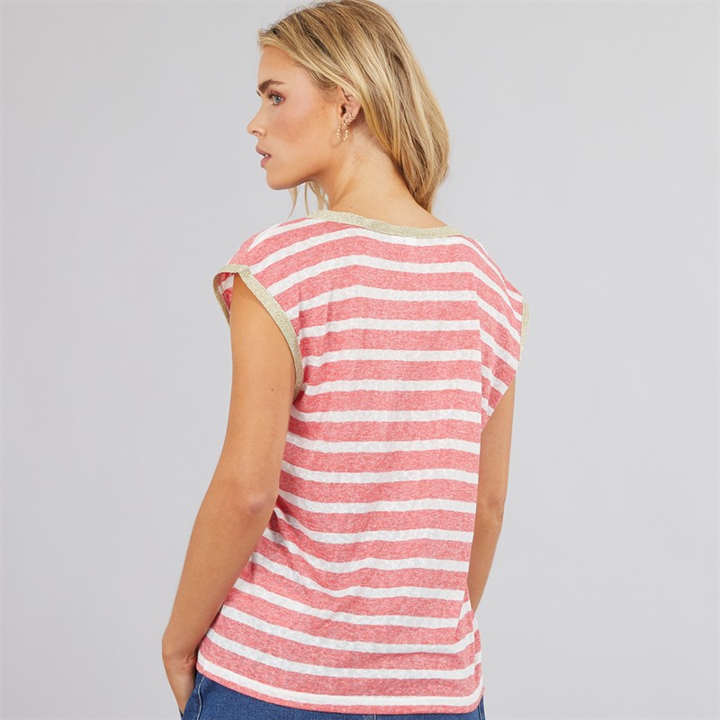 Vero Moda Womens Baldo Stripe V-Neck Top Dubarry Stripe/Navy Stripe