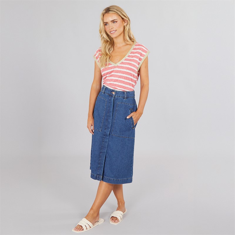 Vero Moda Womens Baldo Stripe V-Neck Top Dubarry Stripe/Navy Stripe