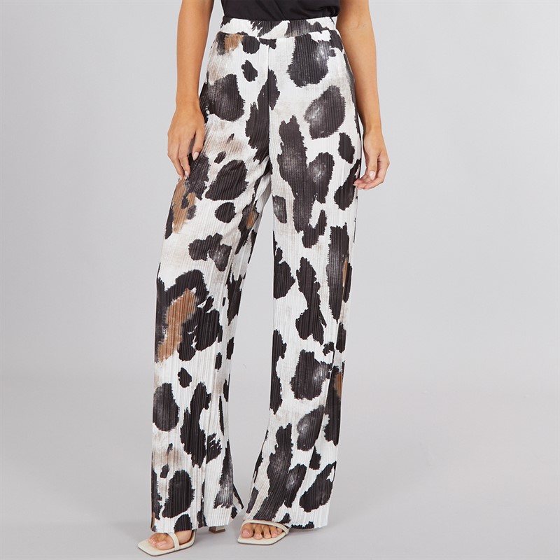 Vero Moda Womens Kendal Straight Print Trousers Birch Leo AOP - Size L