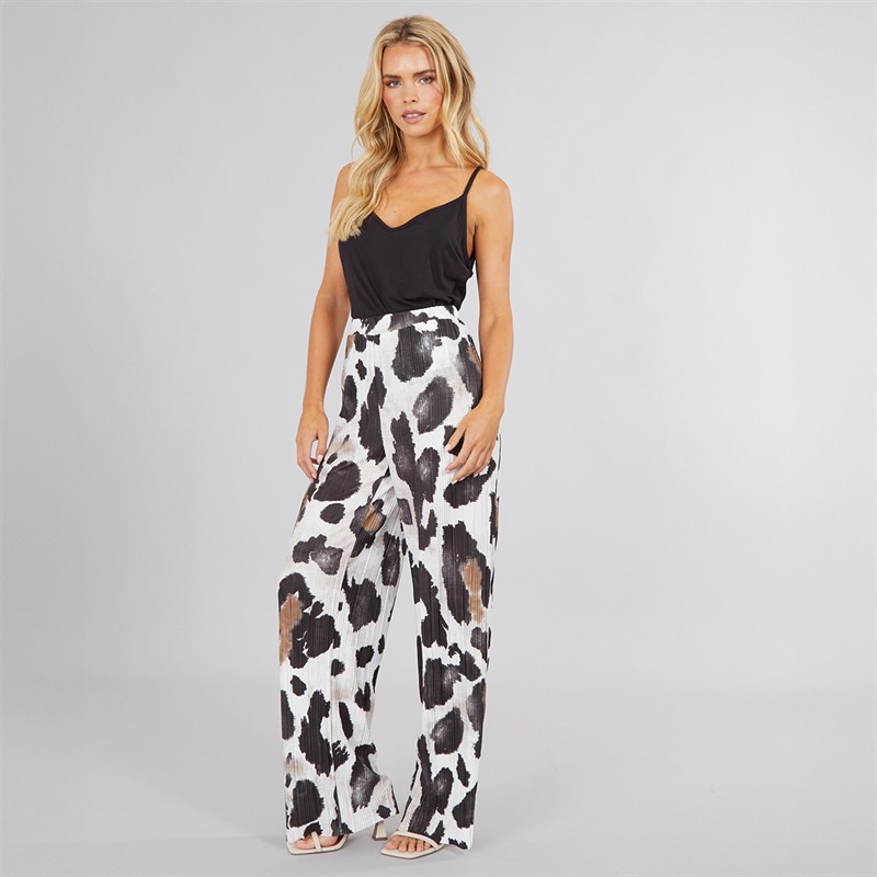 Vero Moda Womens Kendal Straight Print Trousers Birch Leo AOP
