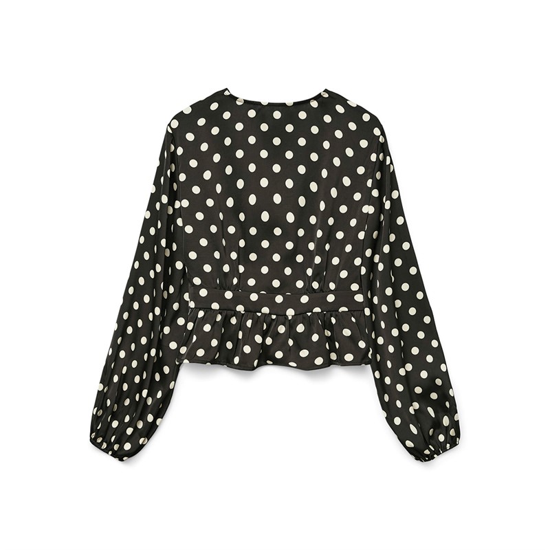 Vero Moda Dame Savana Lang Ærme V-Hals Top Sort