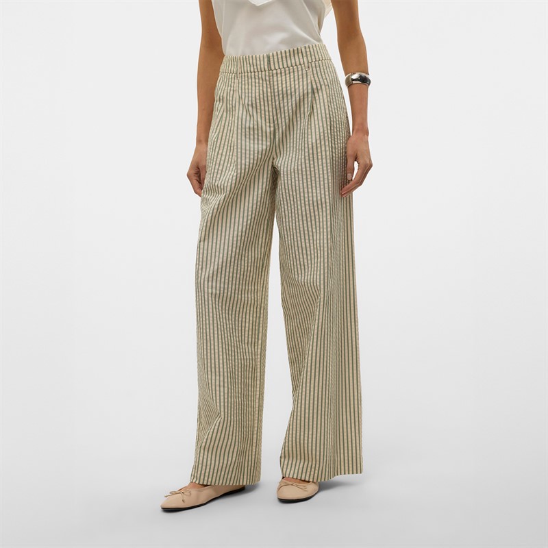 Vero Moda Dame Siv Stribede Bukser Lysegrøn