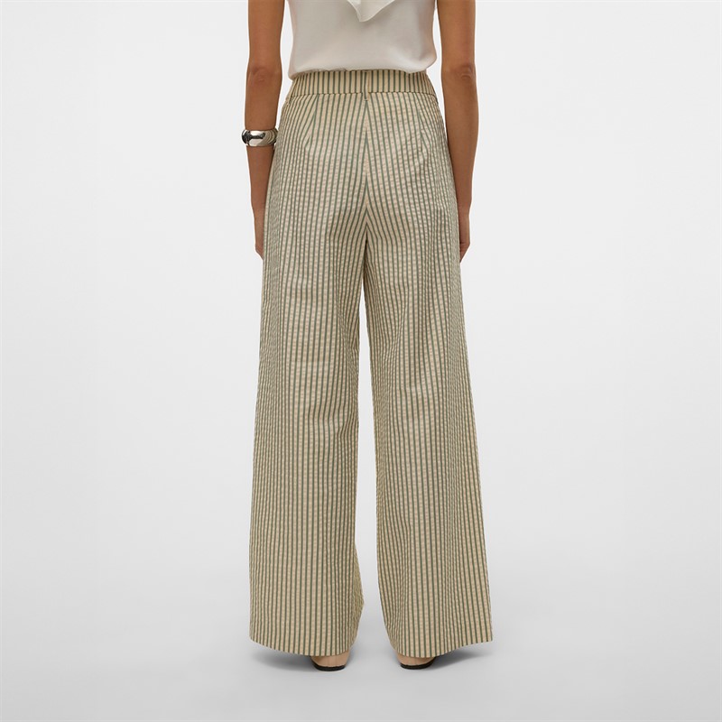 Vero Moda Dame Siv Stribede Bukser Lysegrøn