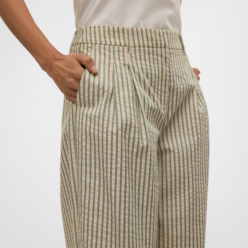 Vero Moda Dame Siv Stribede Bukser Lysegrøn