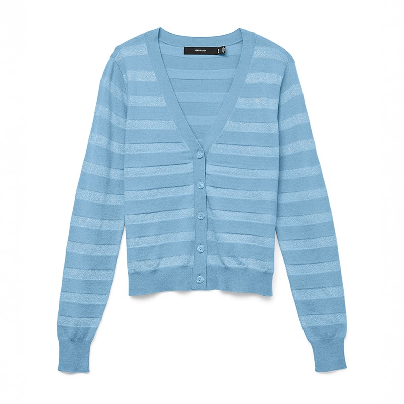 Vero Moda Damen Happy Shine V-Ausschnitt Strickjacke Luftiges Blau