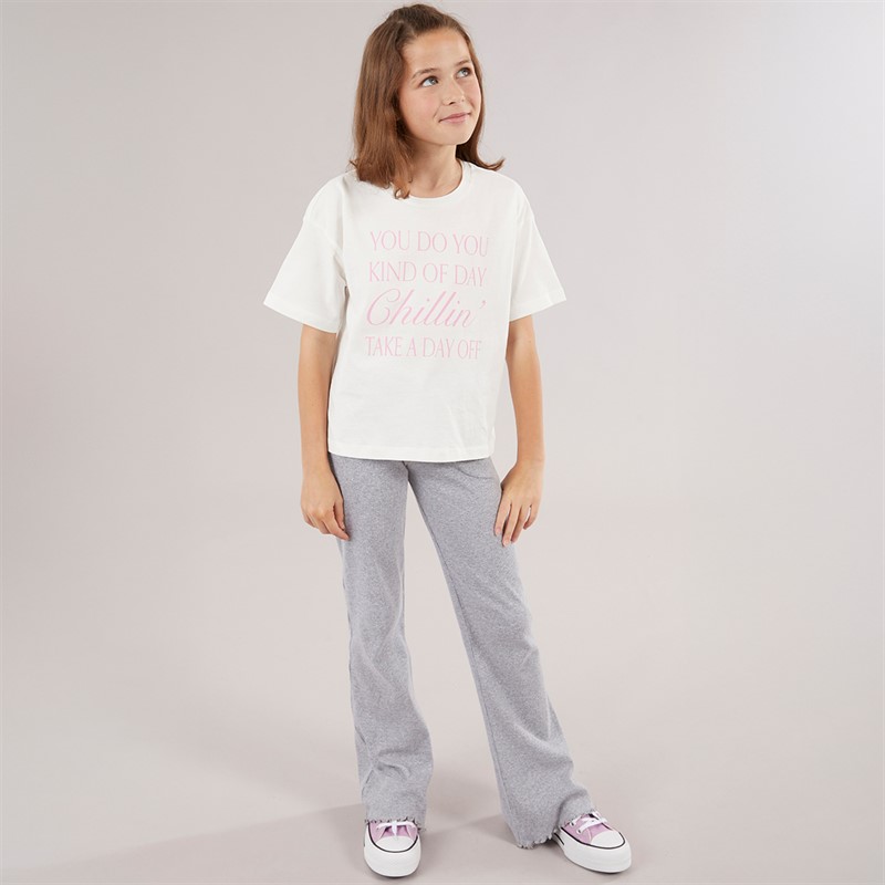 Vero Moda Mädchen Katrine Cropped T Shirt Schneeweiß Chillin C-12 Snow White Chillin