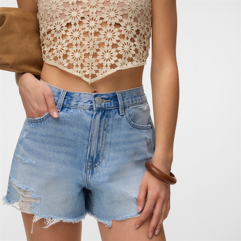 Vero Moda Damen Hailey Jeans Shorts Light Blue Denim