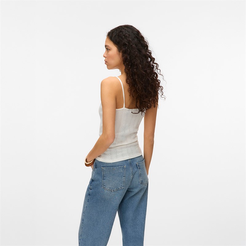 Vero Moda Womens Lisa Pointelle Vest Snow White