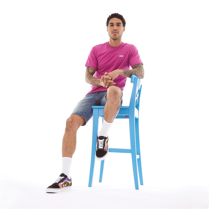 Vans Mens Left Chest Logo T-Shirt Fuchsia Red