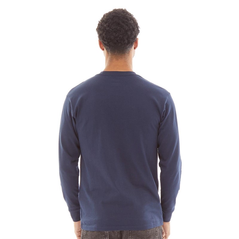 Vans Mens Woven Patch Pocket Long Sleeve T-Shirt Dress Blues